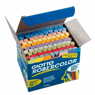 Giotto Robercolor Pack de 100 Tizas Redondas de Colores - Testadas Dermatologicamente - Compactas y 