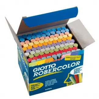 Giotto Robercolor Pack de 100 Tizas Redondas de Colores - Testadas Dermatologicamente - Compactas y 