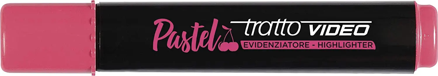 Tratto Video Pastel Marcador Fluorescente - Punta Biselada - Tinta al Agua - Secado Rapido - Color R