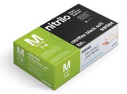 Santex Nitriflex Black Soft Pack de 100 Guantes de Nitrilo para Examen Talla M - 3.5 gramos - Sin Po