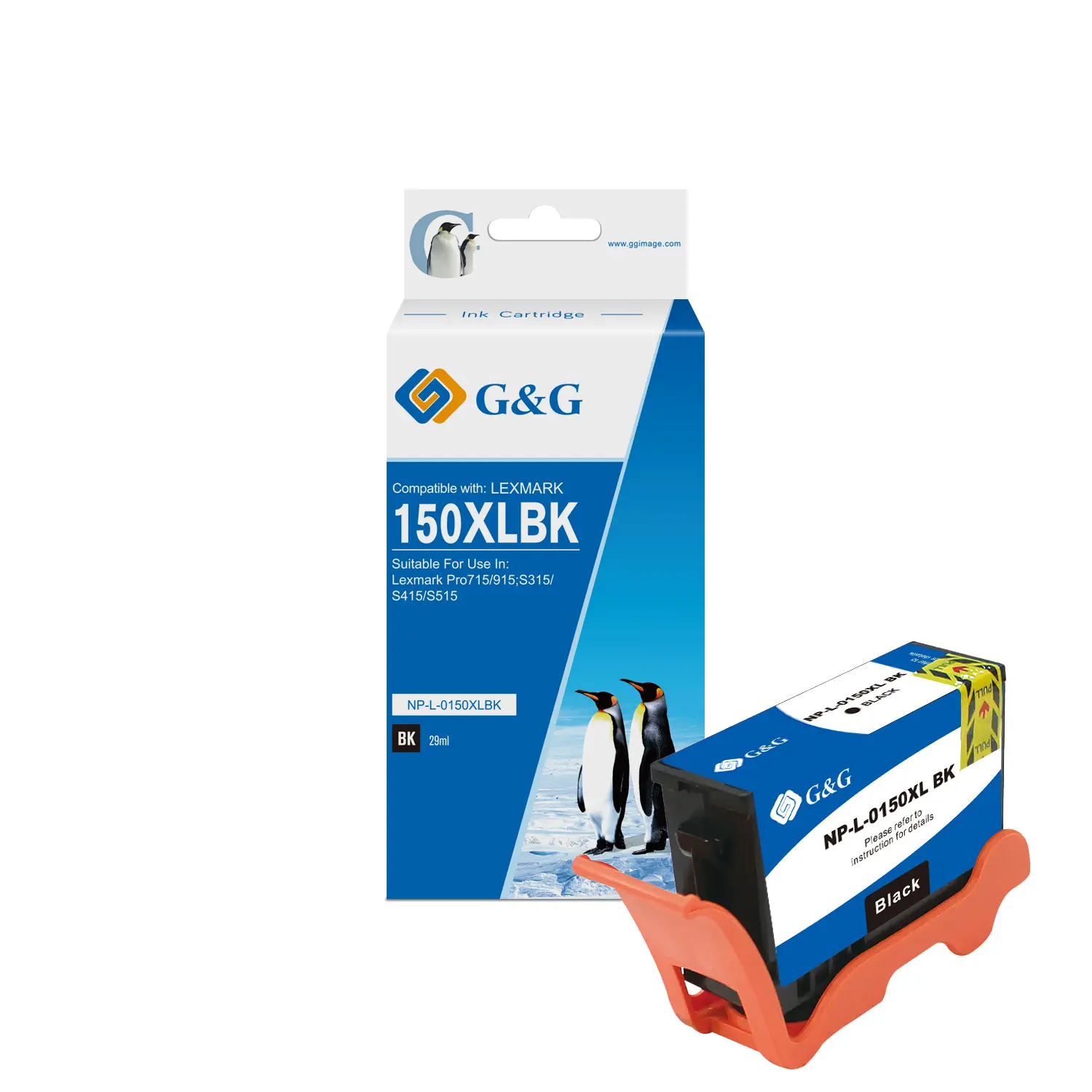 G&G Lexmark 150XL/155XL Negro Cartucho de Tinta Pigmentada Generico - Reemplaza 14N1614E/14N1619E/14