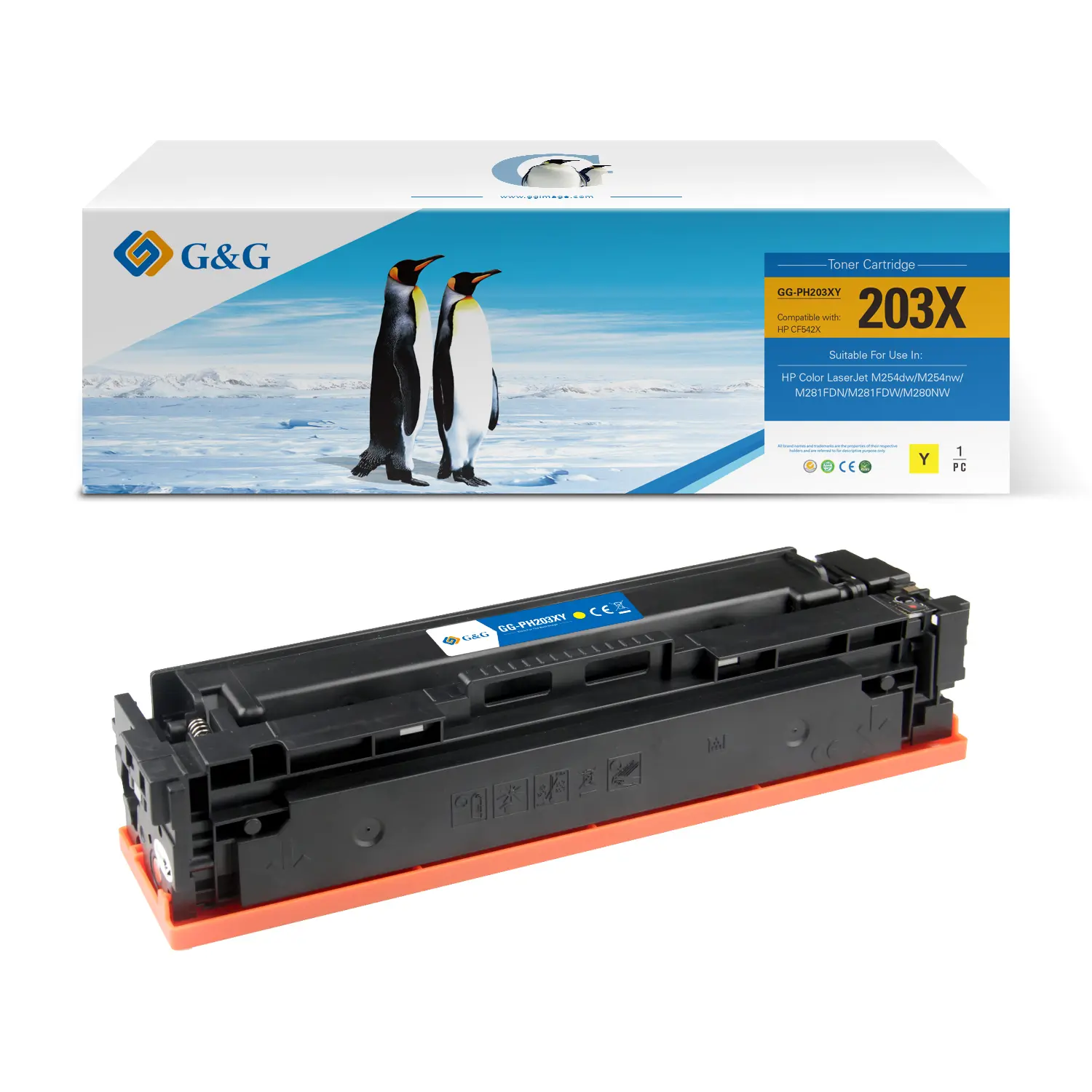 G&G Canon 054H/045H Amarillo Cartucho de Toner Generico - Reemplaza 3025C002/3021C002/1243C002/1239C