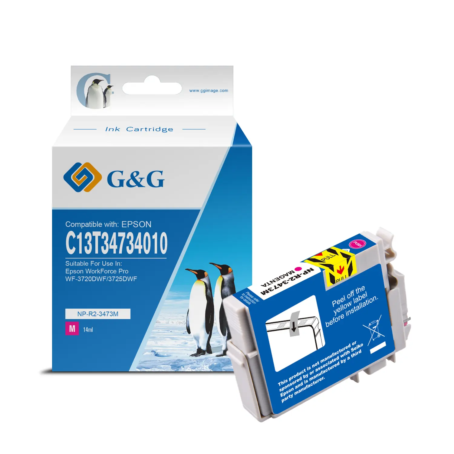 G&G Epson T3473/T3463 (34XL) Magenta Cartucho de Tinta Pigmentada Generico - Reemplaza C13T34734010/
