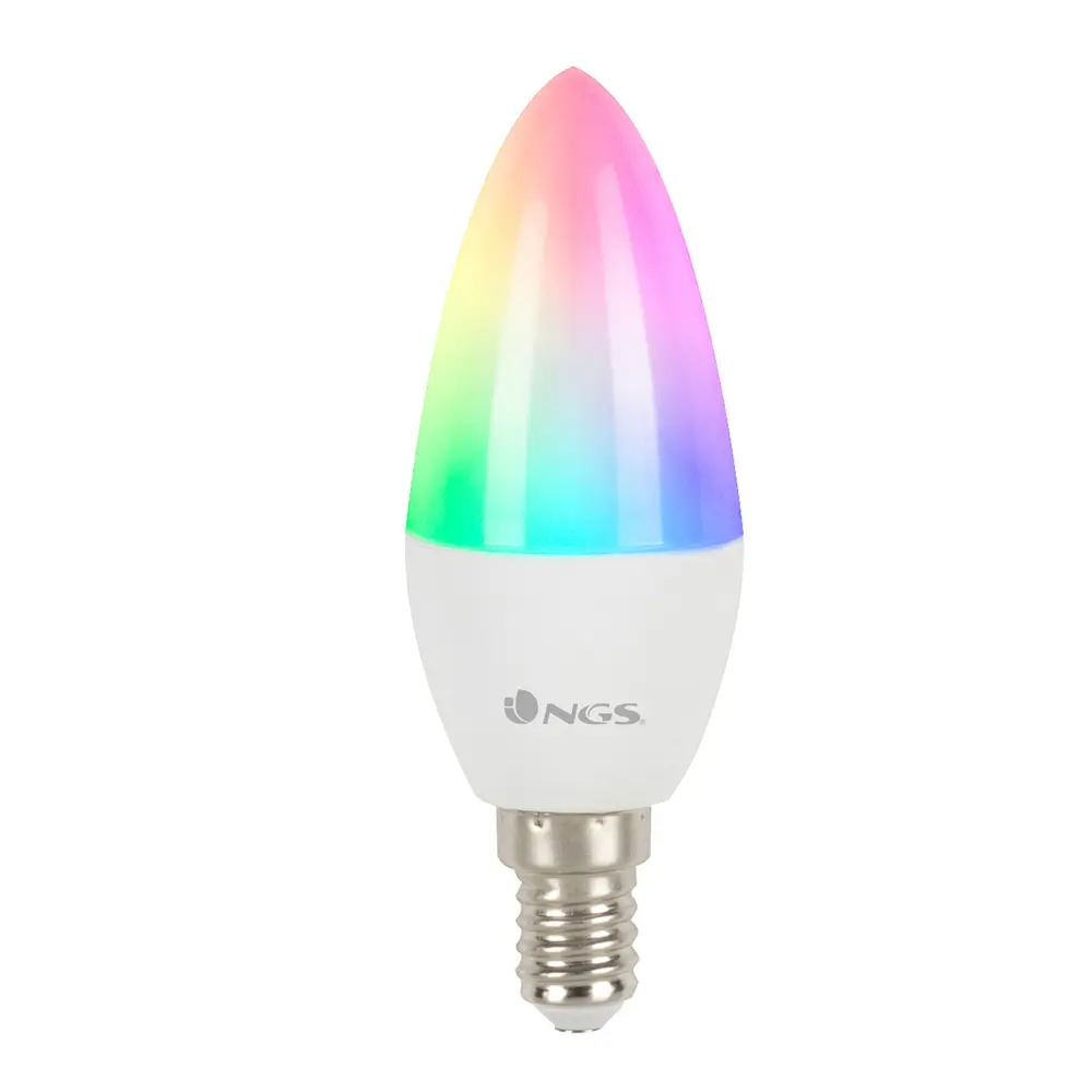 NGS Gleam 514c Bombilla LED E14 5W Inteligente - WiFi - 500lm - Iluminacion RGB Regulable - Tecnolog