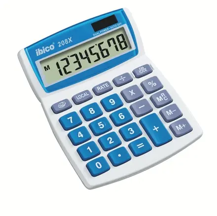 Ibico 208X Calculadora de Escritorio - Teclas Grandes - LCD de 8 dgitos - Funcion de Prorroga