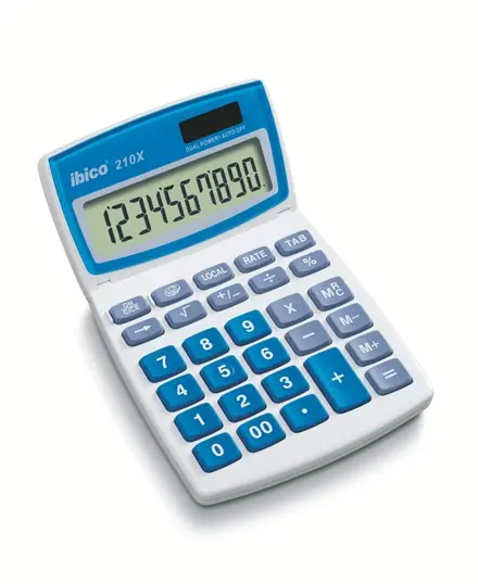 Ibico 210X Calculadora de Sobremesa - Teclas Grandes - LCD de 10 Digitos - Pantalla Inclinable Ajust