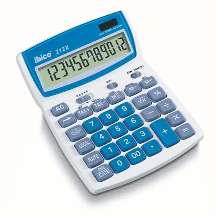 Ibico 212X Calculadora de Sobremesa - Teclas de Relieve - Funcion Impuestos y Redondeo - LCD de 12 D