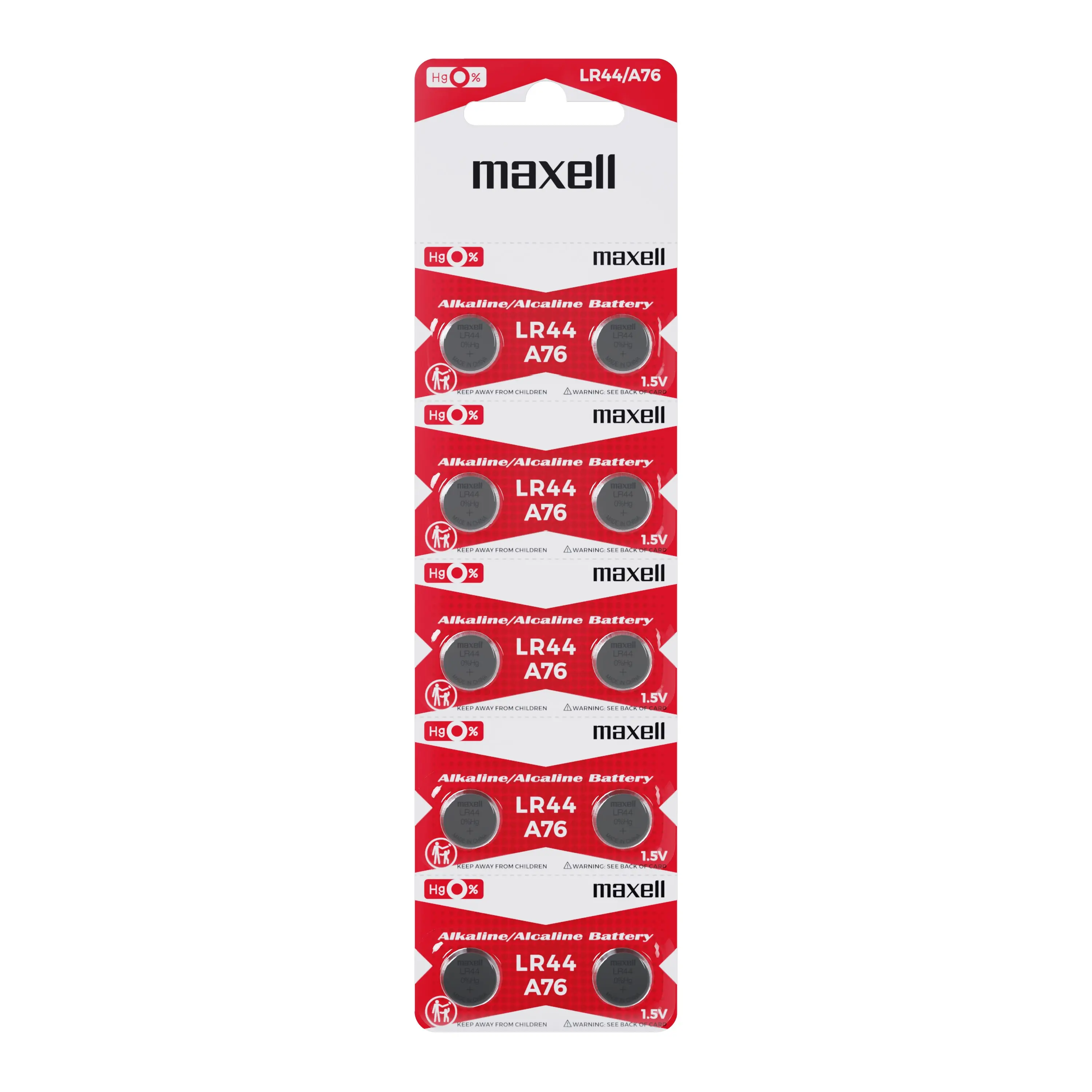 Maxell Pack de 10 Pilas Alcalinas de Boton LR44 1.5V