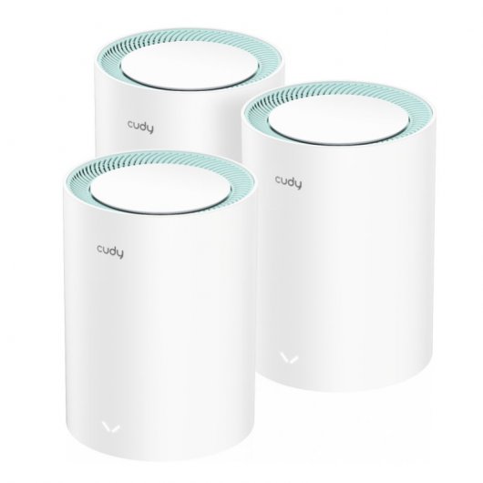 Cudy M1300 Pack de 3 Sistemas WiFi Mesh AC1200 Dual Band - 867Mbps en 5GHz, 300Mbps en 2,4GHz - 1x P