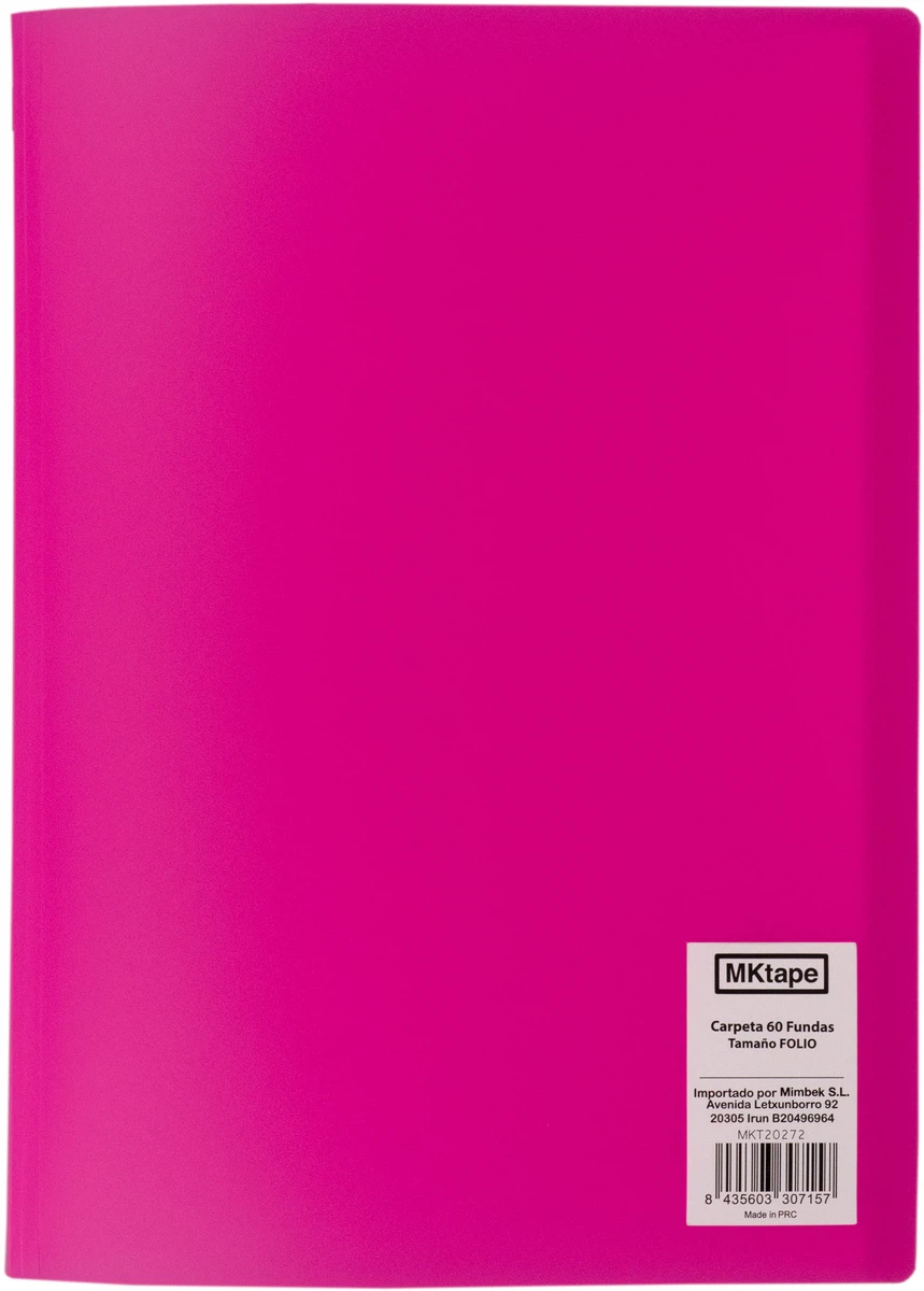 MKtape Carpeta con 60 Fundas Portadocumentos - Tamao Folio - Color Rosa Fucsia