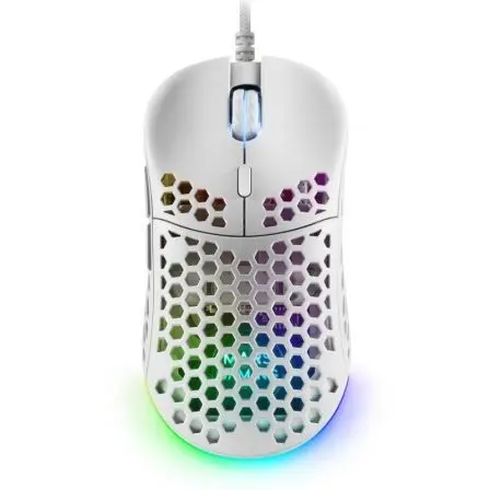 Mars Gaming MM55 Raton Gaming USB 12800dpi - Carcasa de Panel Perforado - 5 Botones - Iluminacion RG