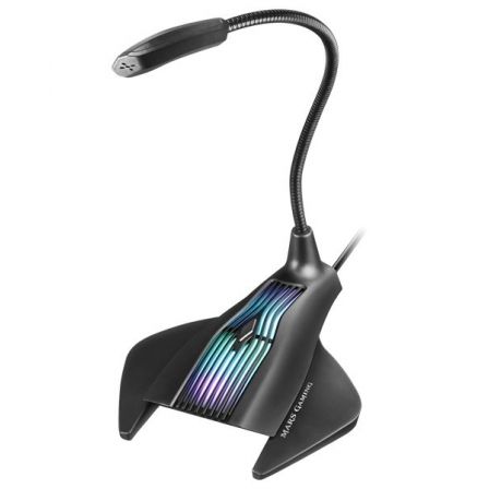 Mars Gaming MMiC Microfono de Mesa con Cuello Flexible USB - Iluminacion RGB - Boton Silencio - Cabl