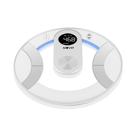 Muvip Round Design Bascula de Ba�o Digital - Pantalla LCD - Plataforma de Cristal - Peso Max. 180kg 