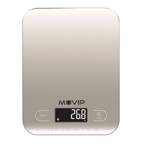 Muvip Luxury Bascula de Cocina Digital Bluetooth - Plataforma de Acero Inoxidable - Pantalla LCD - S