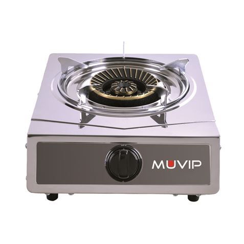 Muvip Serie Strong Cocina de Gas Inox 1 Fuego - Encendido Piezoelectrico - Quemador de Hierro Fundid