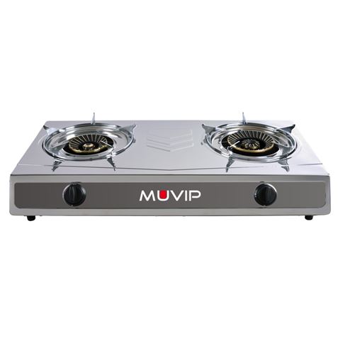 Muvip Serie Strong Cocina de Gas Inox 2 Fuegos - Encendido Piezoelectrico - Quemador de Hierro Fundi
