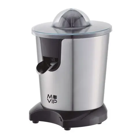 Muvip Exprimidor Electrico Inox 600W - Cuerpo y Filtro de Acero Inoxidable - Sistema Antigoteo - 2 T