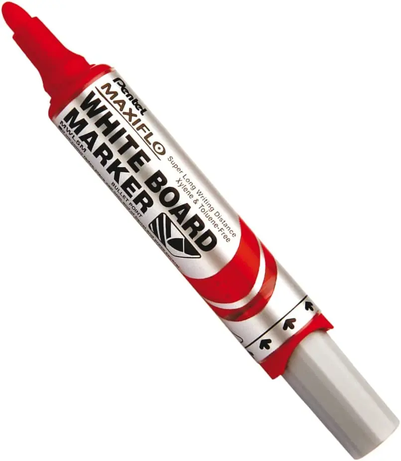 Pentel Maxiflo Rotulador para Pizarra Blanca - Regulacion del Flujo de Tinta - Punta Redonda - Ancho