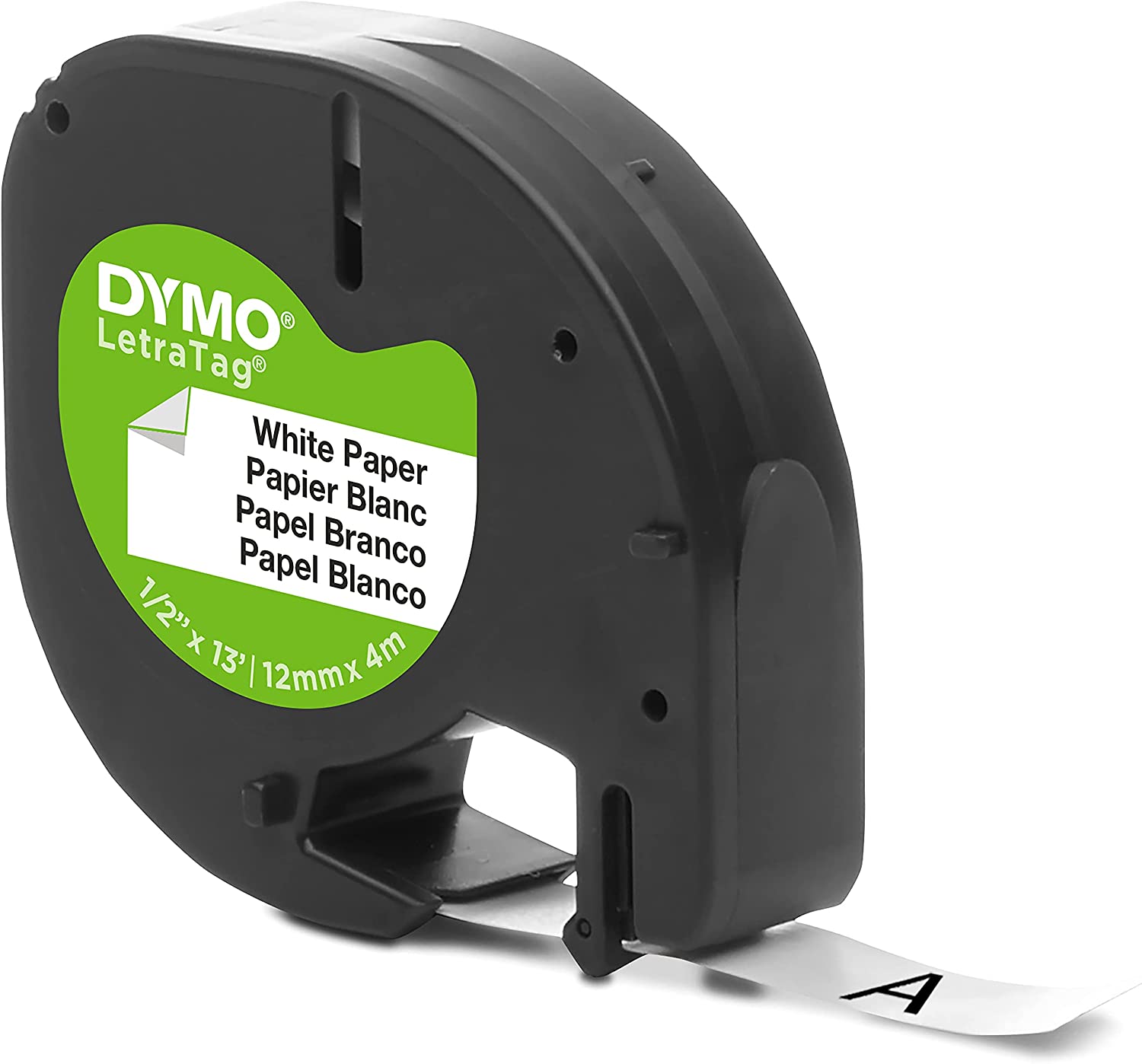 Dymo LetraTag S0721510 Cinta de Etiquetas Original para Rotuladora - Texto negro sobre fondo blanco 