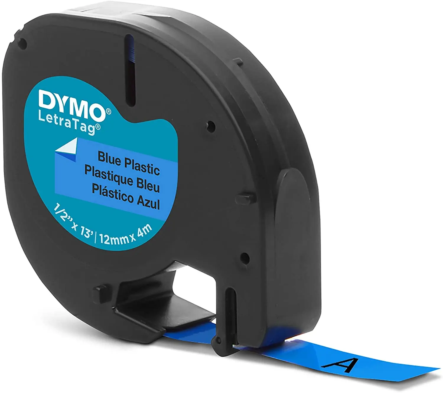Dymo LetraTag S0721650 Cinta de Etiquetas Original para Rotuladora - Texto negro sobre fondo azul - 