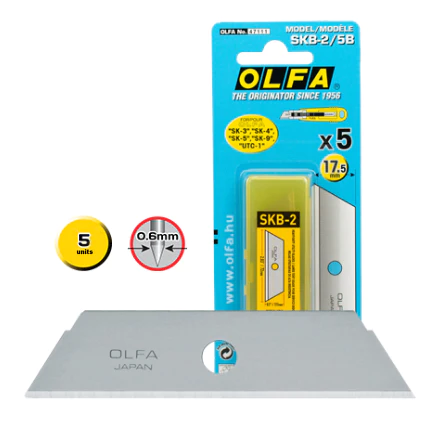 Olfa Pack de 5 Cuchillas de Respuesto para Cutters Olfa SK-2 - Acero Inoxidable