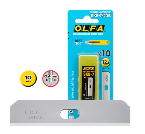 Olfa Pack de 10 Cuchillas de Respuesto para Cutters Olfa SK-7 - Acero Inoxidable