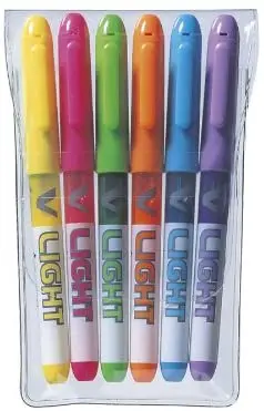 Pilot Pack de 6 Rotuladores Marcadores V-Light - Punta Biselada 3.60mm - Trazo de 3.30mm - Colores S