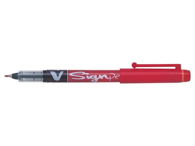 Pilot Rotulador de Punta Fina V-Sign Pen - Punta Fina de 2mm - Trazo de 0.6mm - Color Rojo