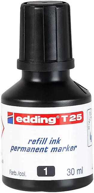 Edding T25 Bote de Recarga para Rotulador Permanente - Capacidad 30ml - Color Negro