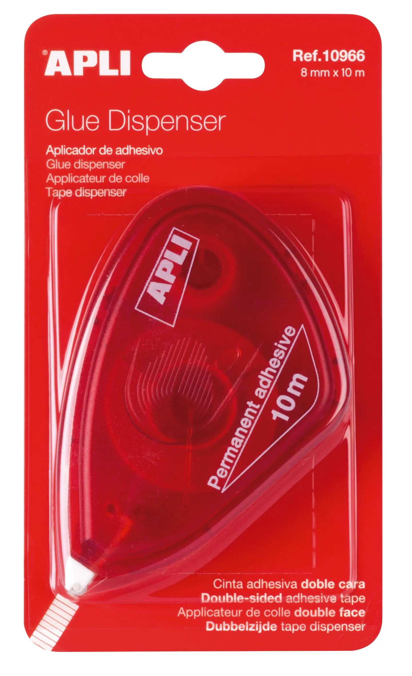 Apli Aplicador Adhesivo Doble Cara 8mm x 10m - Facil de Usar - Adhesivo Fuerte - Ideal para Manualid