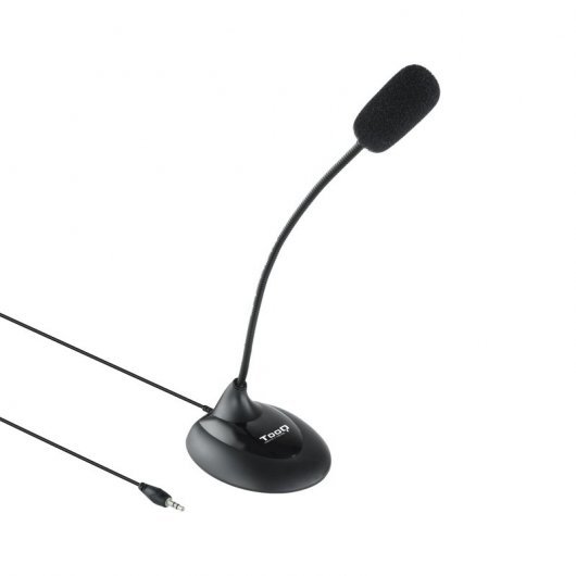 Tooq Microfono de Escritorio Flexible Omnidireccional - Interruptor On/Off - Cable de 2m - Jack 3.5m