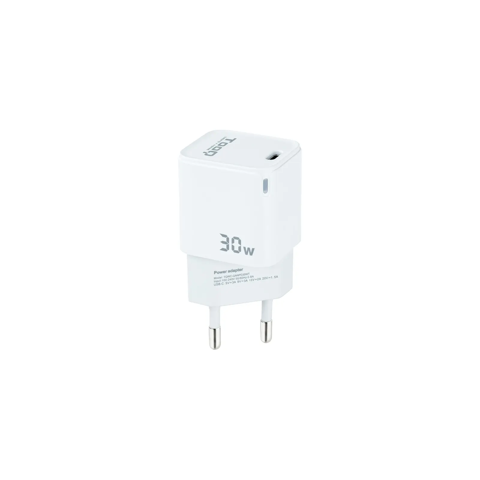 Tooq Cargador de Pared GaN USB-C/PD 30W - Color Blanco