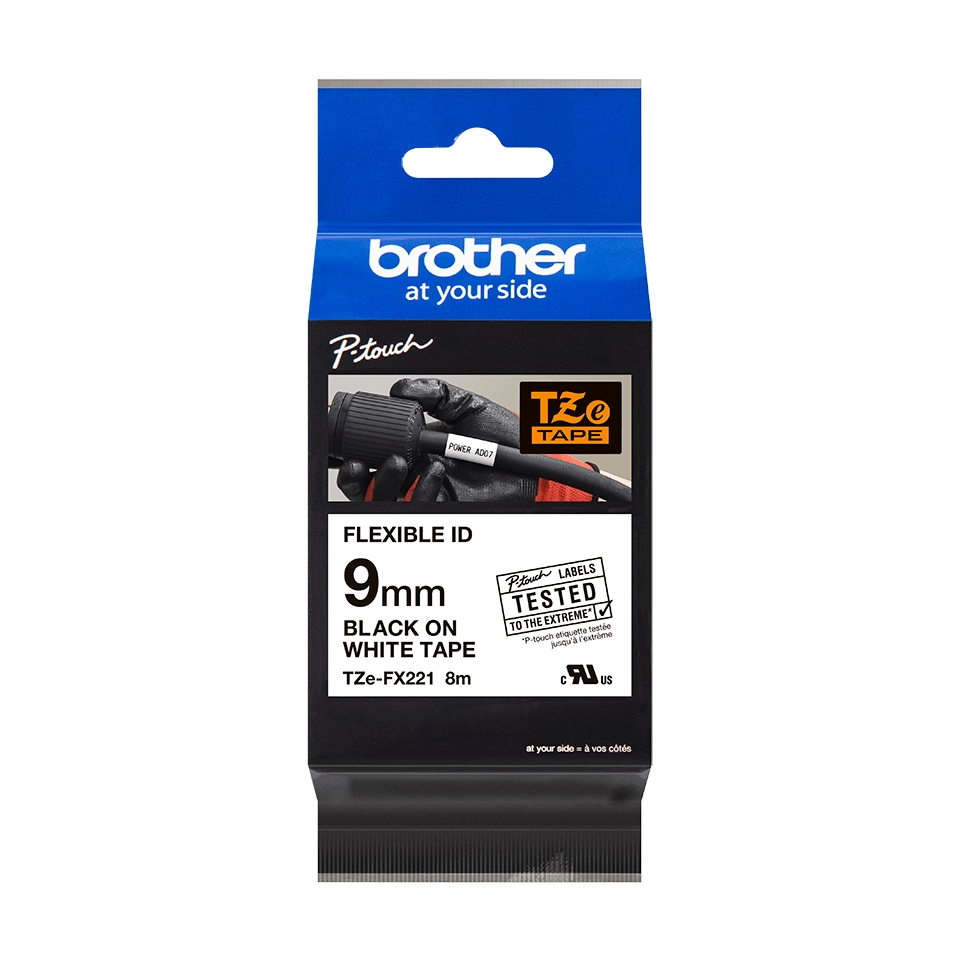 Brother TZeFX221 Cinta Laminada Flexible Original de Etiquetas - Texto negro sobre fondo blanco - An