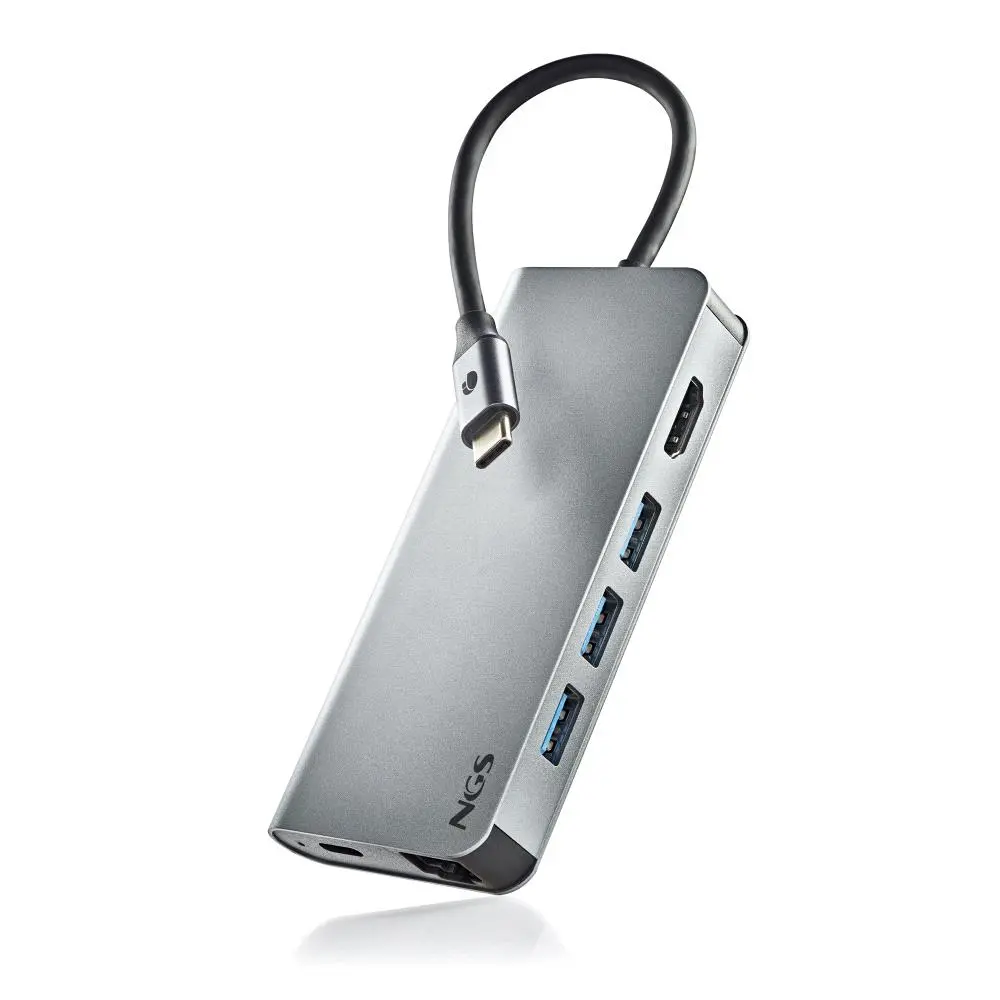 NGS Wonder Dock 8 en 1 Hub USB-C - 3x USB 3.0, 1x USB-C PD 60W, 1x HDMI, 1x RJ-45, Ranura SD 40 Mbps