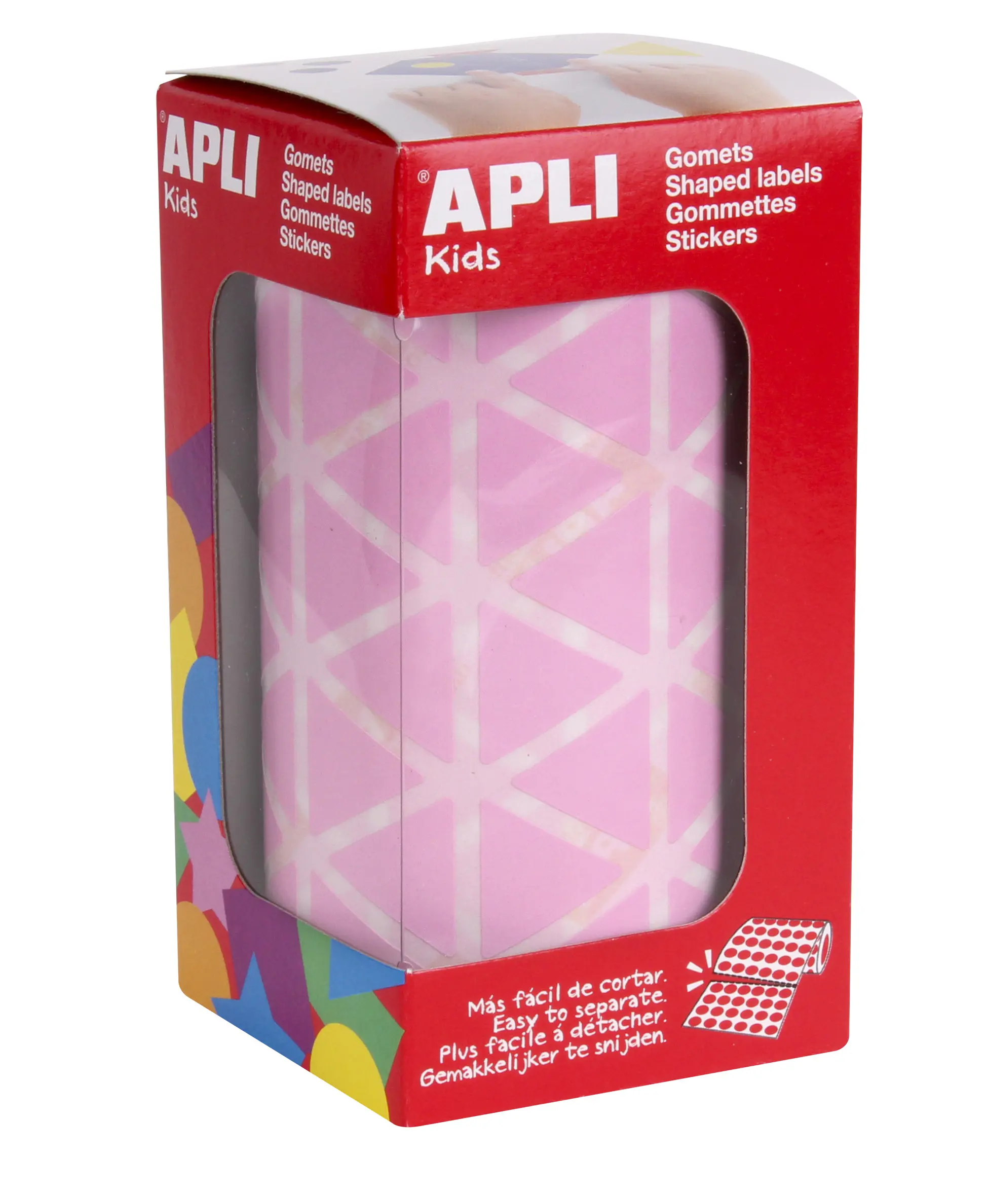 Apli Gomets Triangulares Rosa - Tama�o 20x20x20mm - Adhesivo Permanente - 2832 Gomets por Rollo - Id