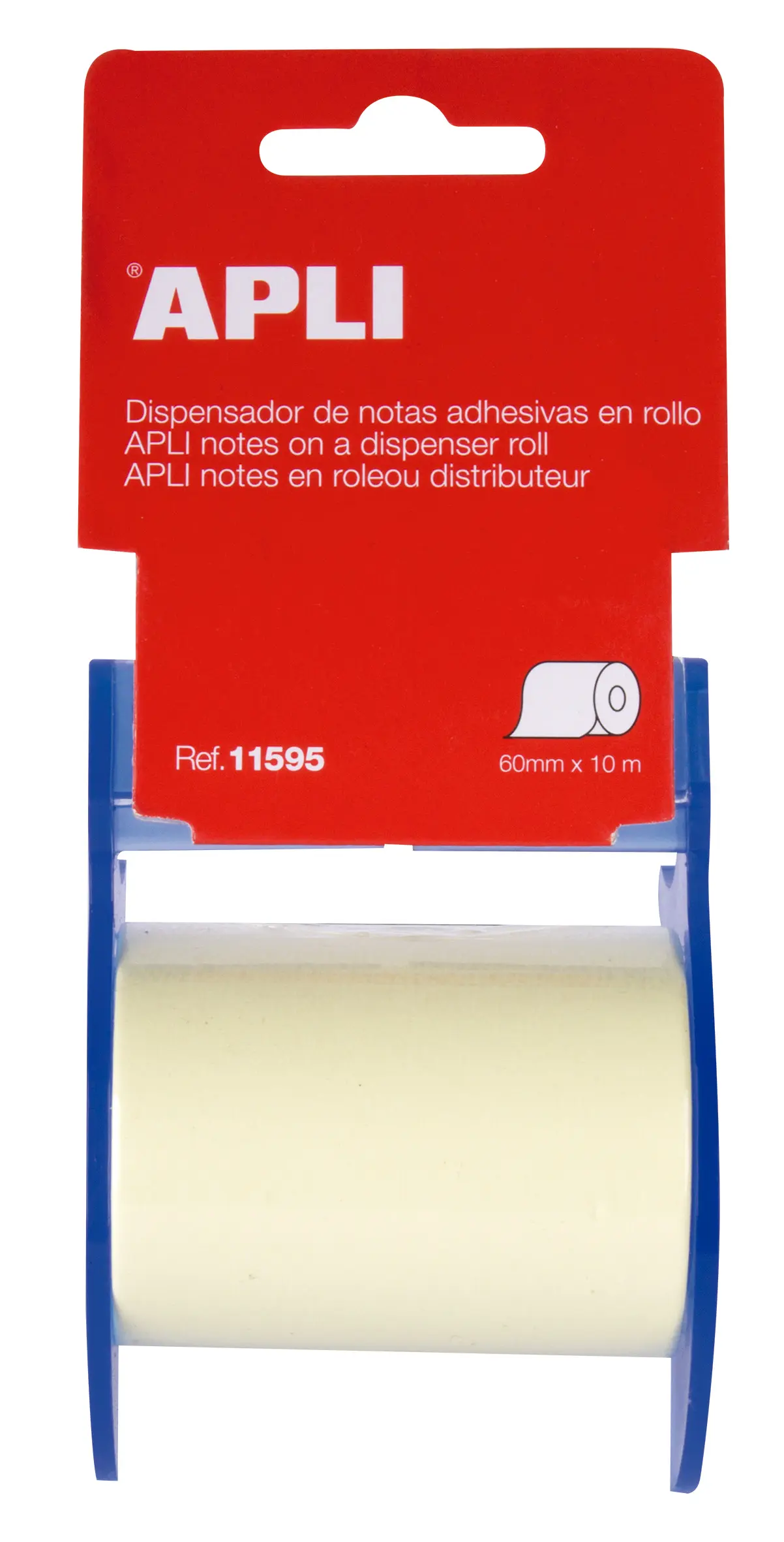 Apli Dispensador Nota Adhesiva Rollo - 60mm x 10m - Facil de Usar - Adhesivo de Calidad - Amarillo