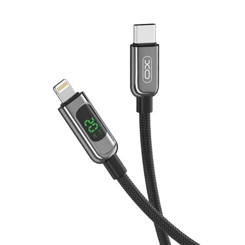 XO Cable Trenzado USB-C Macho a Lightning Macho 20W con Display LED - Carga + Transmision de Datos A