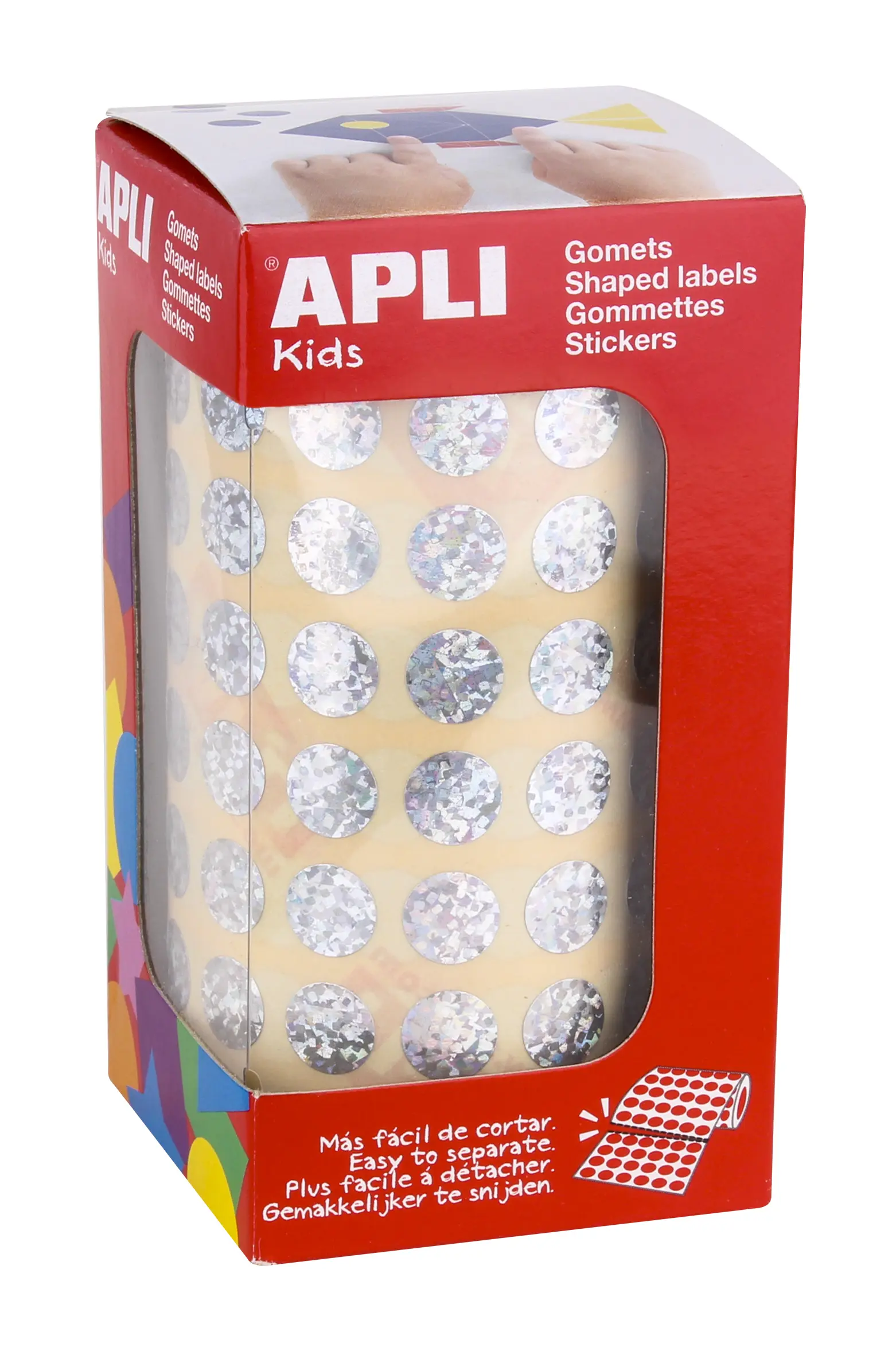 Apli Gomets Redondos Holograficos - Tama�o � 10.5mm - Adhesivo Permanente - 5192 Gomets por Rollo - 