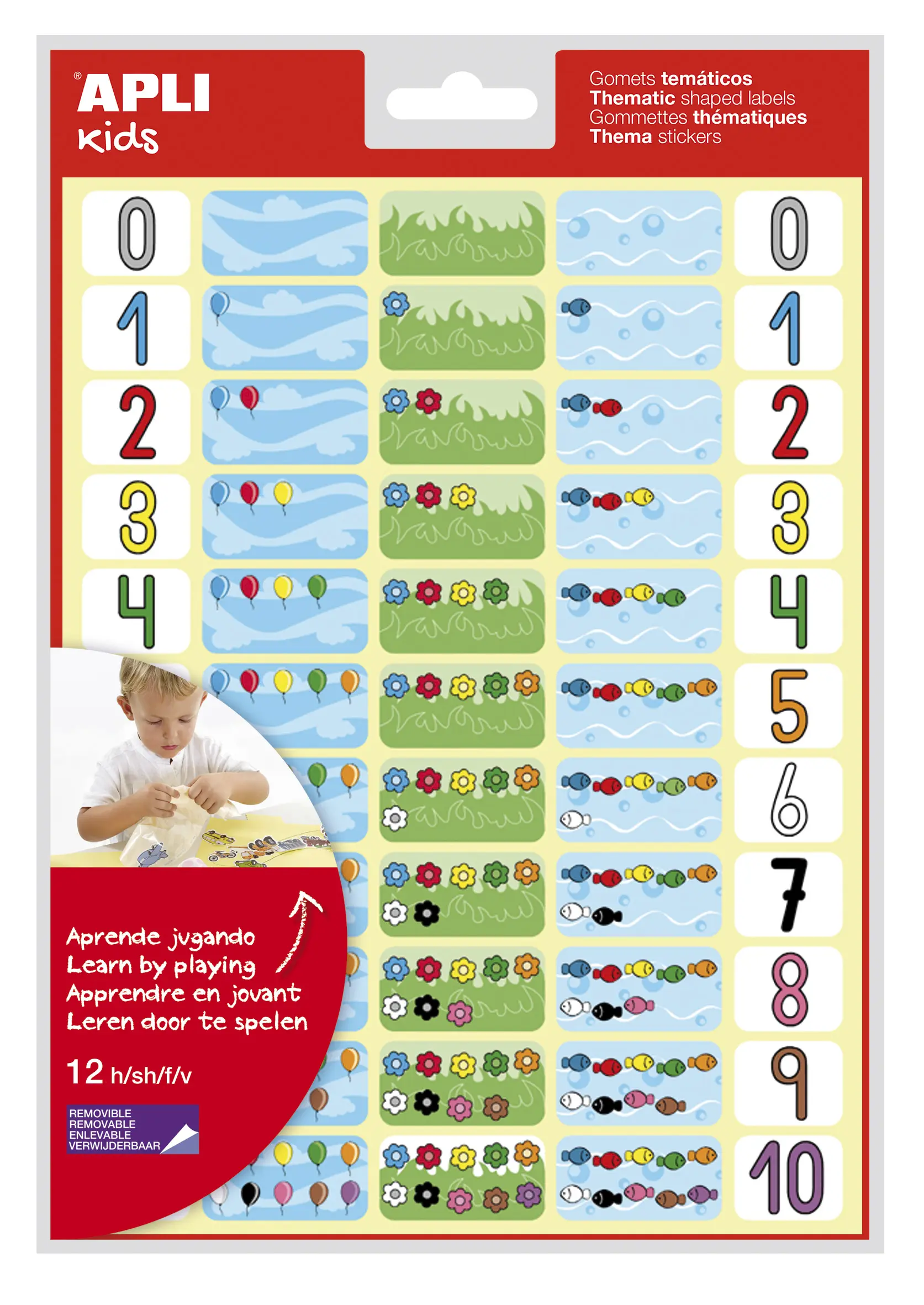 Apli Gomets Tematicos los Numeros - 660 Gomets en 12 Hojas - Ayuda a Identificar y Cuantificar Numer