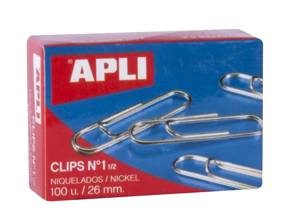 Apli Clips Alambre N� 1� (26mm) - Acabado Niquel Brillante - Alta Resistencia a la Oxidacion - Caja 