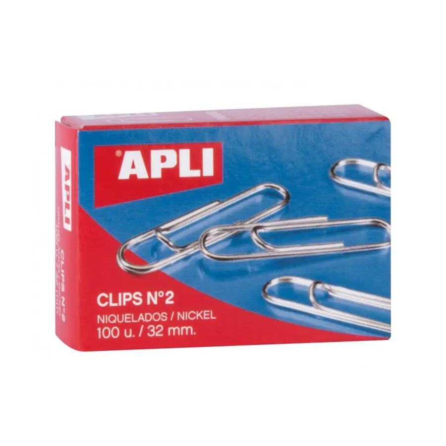 Apli Pack de 100 Clips Niquelados n�2 32 mm