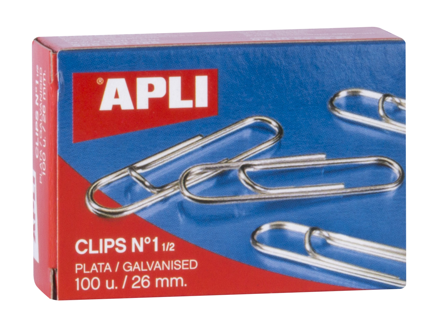 Apli Clips Alambre N� 1� - 26mm - Acabado Galvanizado Plata - 100 Unidades por Caja - Organizacion P