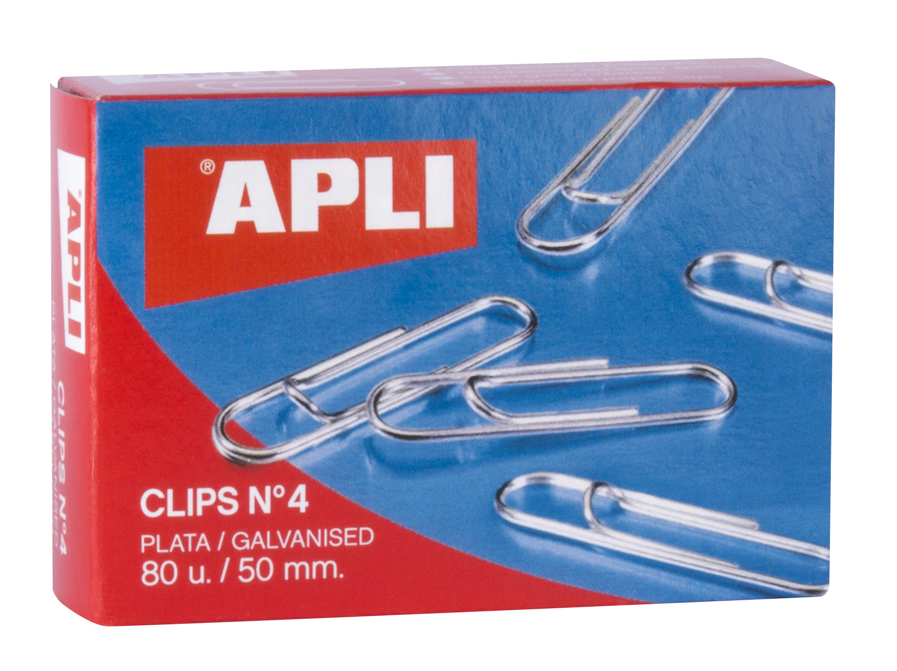 Apli Clips Alambre N� 4 - 50mm - Acabado Galvanizado Plata - 80 Unidades por Caja - Organiza tus Doc