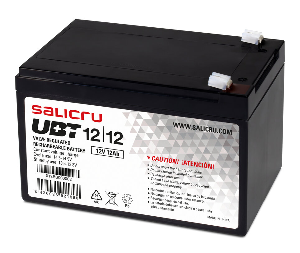 Salicru UBT 12/12 Bateria AGM Recargable de 12 Ah / 12 V - Color Negro