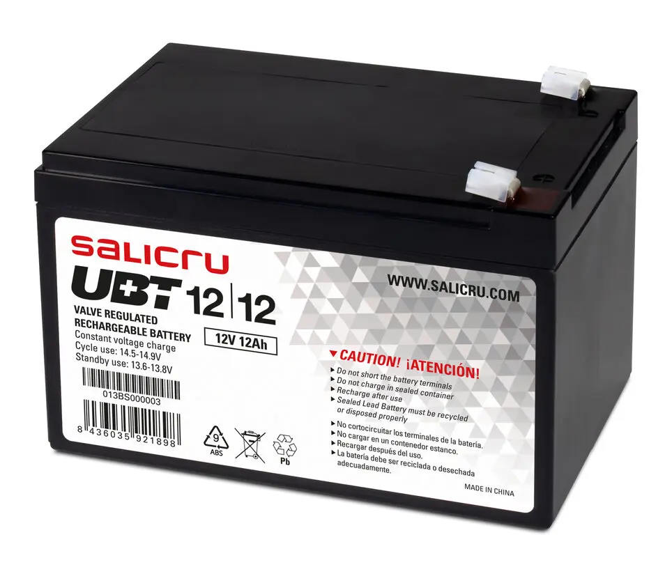 Salicru UBT 12/12 Bateria AGM Recargable de 12 Ah / 12 V - Color Negro