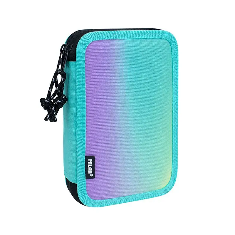 Milan Sunset Plumier de 2 Pisos con 2 Gomas de Borrar, Sacapuntas, Lapiz, Boligrafo Compact, Regla, 