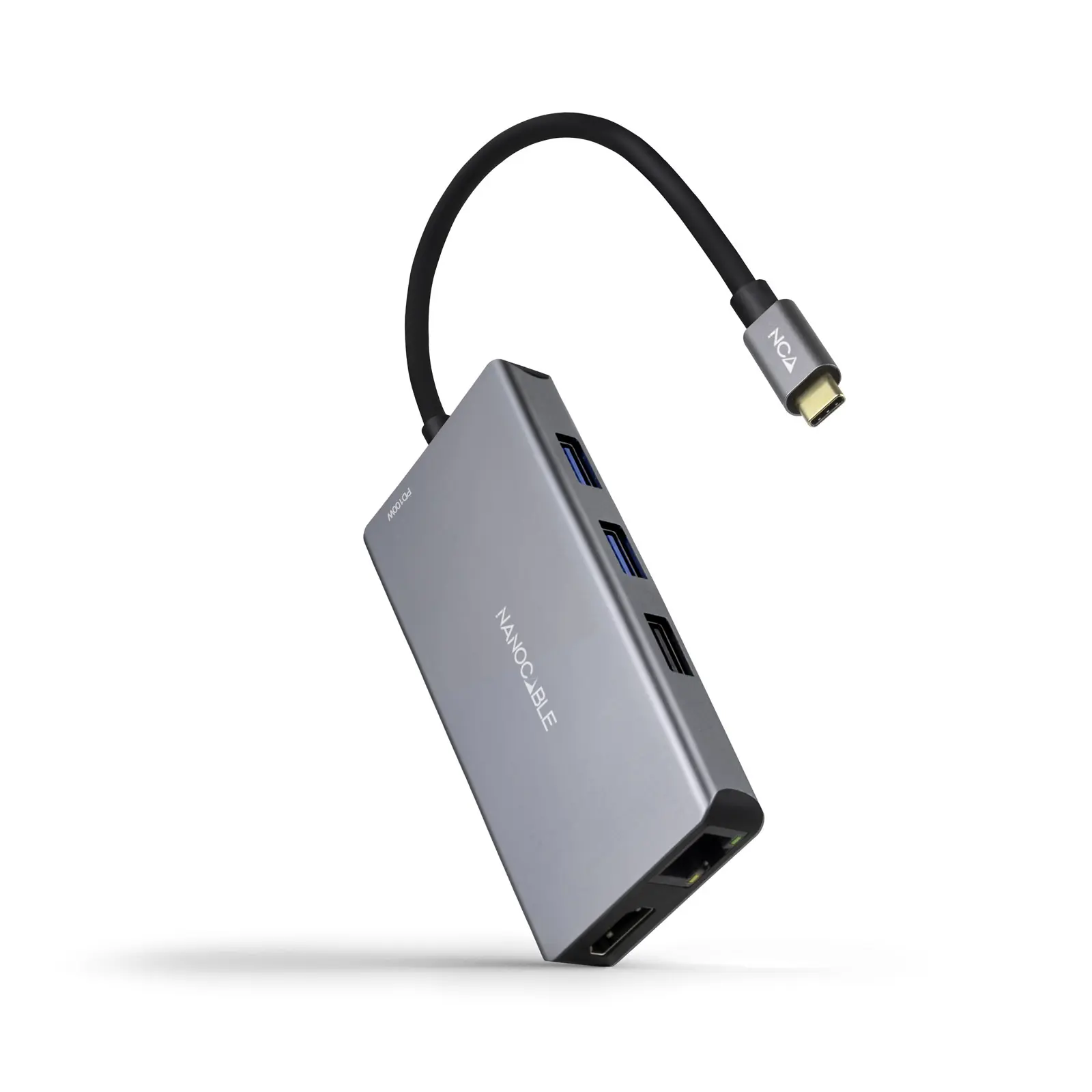 Nanocable HUB USB-C 9 en 1 -Conversor USB-C a 3 x USB-A + 2 x HDMI + RJ45 + TF + SD + USB-C PD 100W 