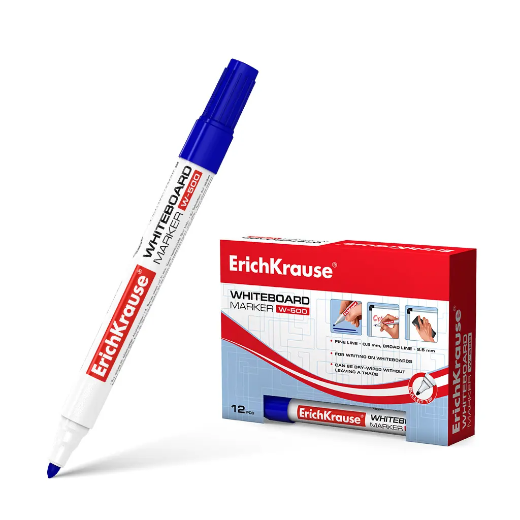 Erichkrause Marcador Pizarra W-500 - Punta Resistente al Da�o - Ancho de Escritura de 0.8 a 2.5mm - 