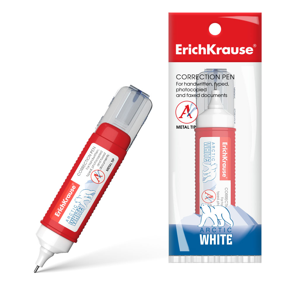 Erichkrause Boligrafo Corrector Arctic White - Punta de Plastico para Correcciones Puntuales - Resul