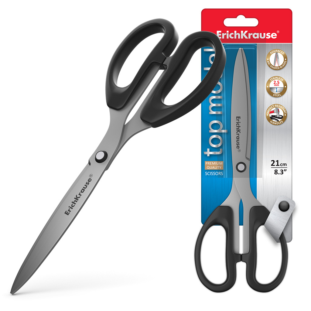 Erichkrause Tijeras Top Model - Cuchillas en Forma de Arco de Acero Inoxidable - Afilado Doble Avanz